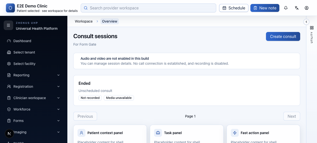 Ended consult in the E2E demo workspace